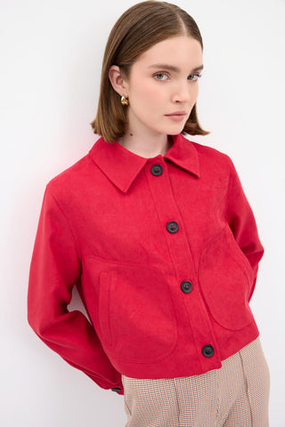 Suede Short Jacket Red