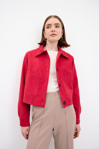 Suede Short Jacket Red