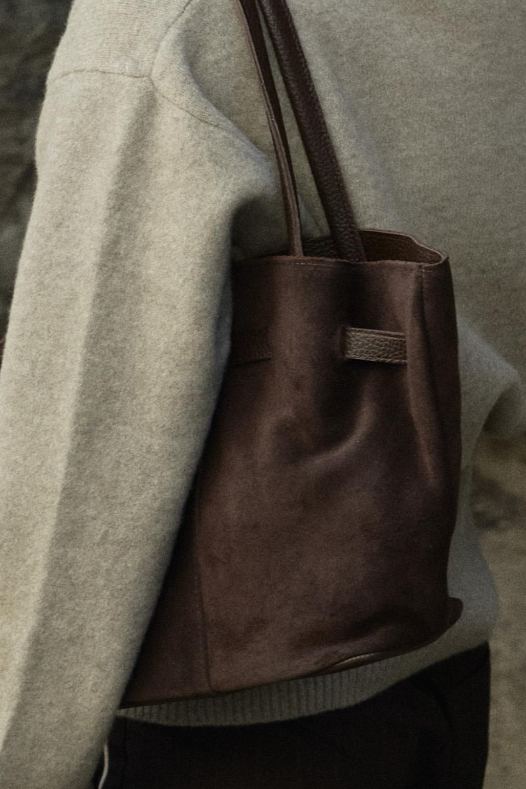 Suede Lenin Shoulder Bag Bitter Brown