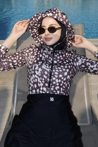 Swim Cap with Neck Cover Black