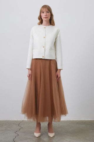 Taffeta Mini Jacket Ecru