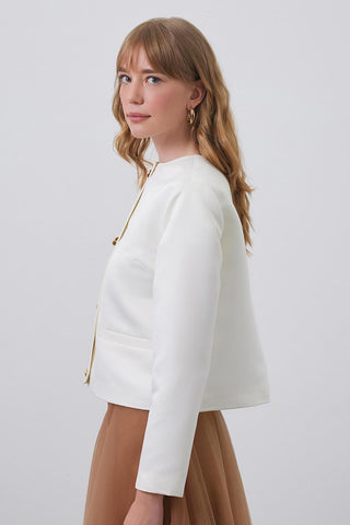Taffeta Mini Jacket Ecru