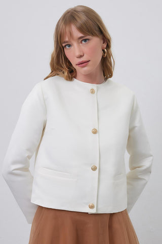 Taffeta Mini Jacket Ecru