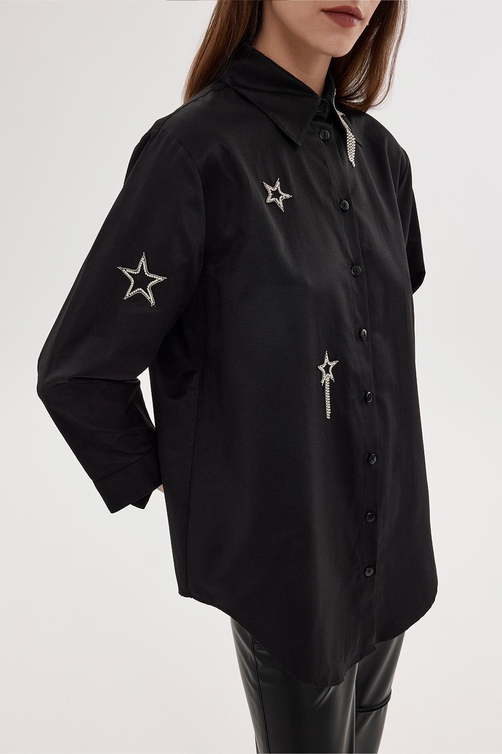 Stone Embroidered Shirt Black