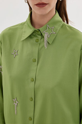 Stone Embroidered Shirt Green