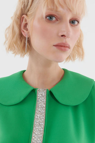 Stone Embroidered Dress Green