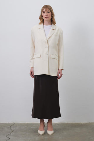 Stone Embroidered Blazer Bone