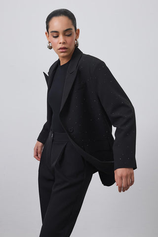 Stone Embroidered Blazer Black