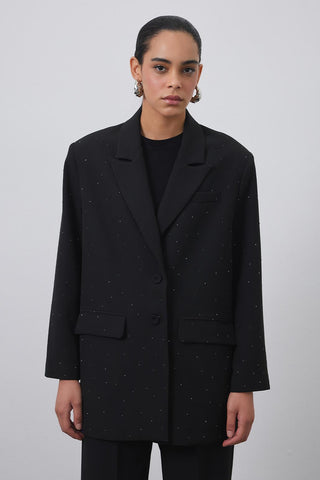 Stone Embroidered Blazer Black