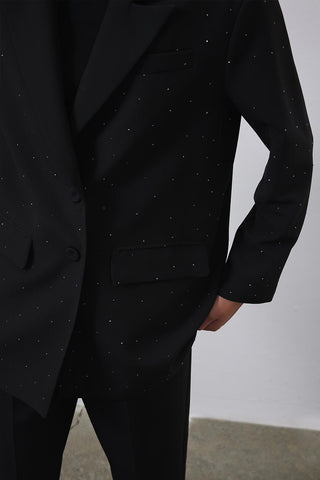 Stone Embroidered Blazer Black