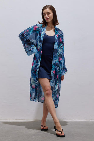 Modest Tied Wrap Pareo Abaya Blue