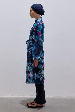 Modest Tied Wrap Pareo Abaya Blue