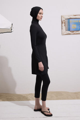 Modest Tie-Waist Swim Skirt Black