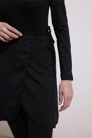 Modest Tie-Waist Swim Skirt Black