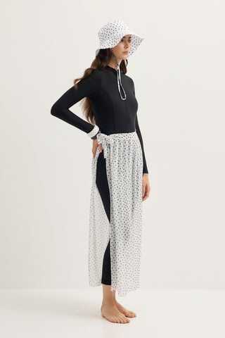 Modest Tulle Pareo Skirt White Polka Dot