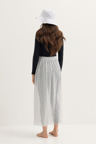 Modest Tulle Pareo Skirt White Polka Dot