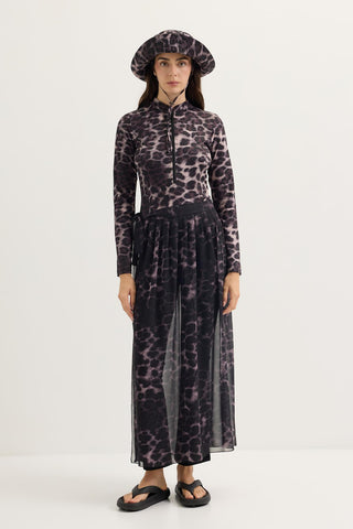 Modest Tulle Pareo Skirt Leopard