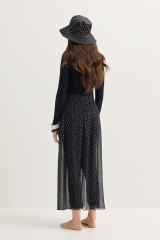 Modest Tulle Pareo Skirt Black Polka Dot