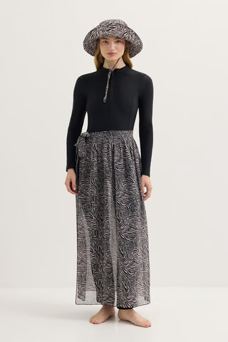 Modest Tulle Pareo Skirt Zebra