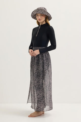 Modest Tulle Pareo Skirt Zebra