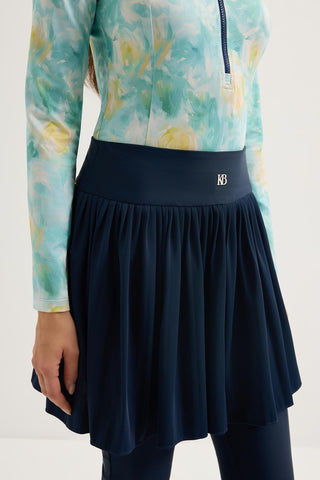 Modest Pleated Swim Skirt Navy