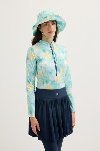 Modest Pleated Swim Skirt Navy