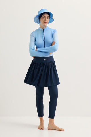 Modest Pleated Swim Skirt Navy