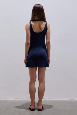 Thick Strap Shorts and Skirt Swimsuit Navy Blue