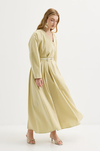 Tie-Waist Kimono & Skirt Set Light Green