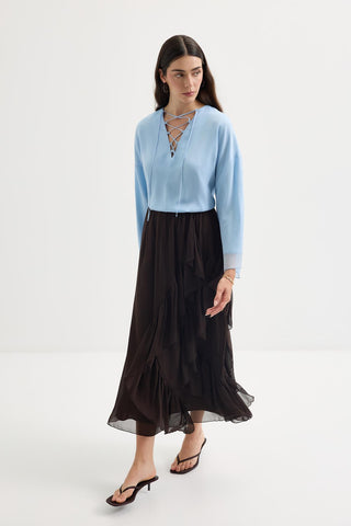 Tiered Ruffled Skirt Brown