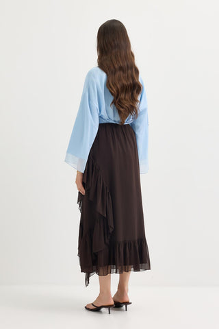 Tiered Ruffled Skirt Brown