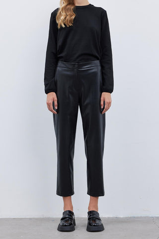 Torina Patterned Leather Trosuers Black