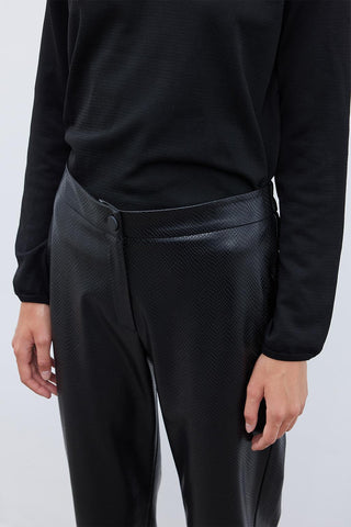 Torina Patterned Leather Trosuers Black