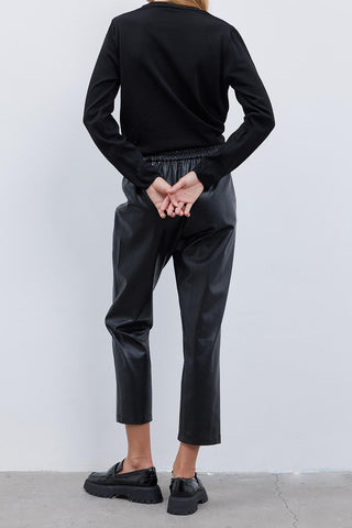 Torina Patterned Leather Trosuers Black