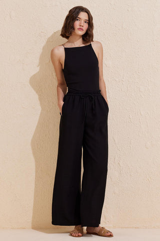 Tree Bark Loose Trousers Black