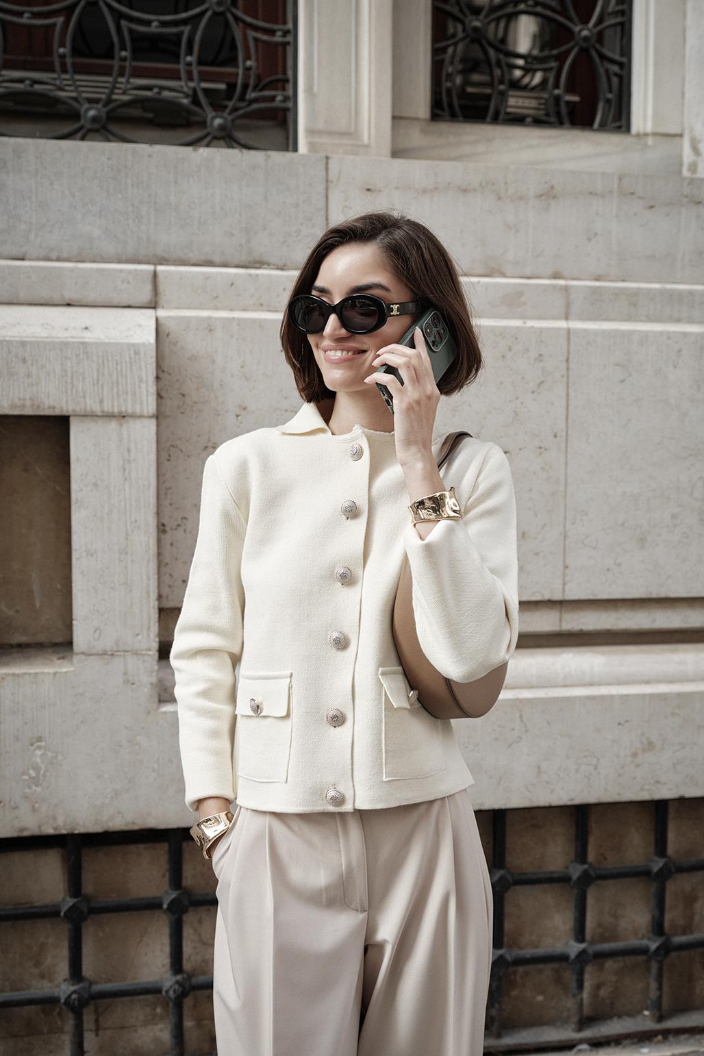 Tricot Jacket with Pockets Cream