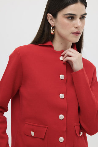 Tricot Jacket with Pockets Red