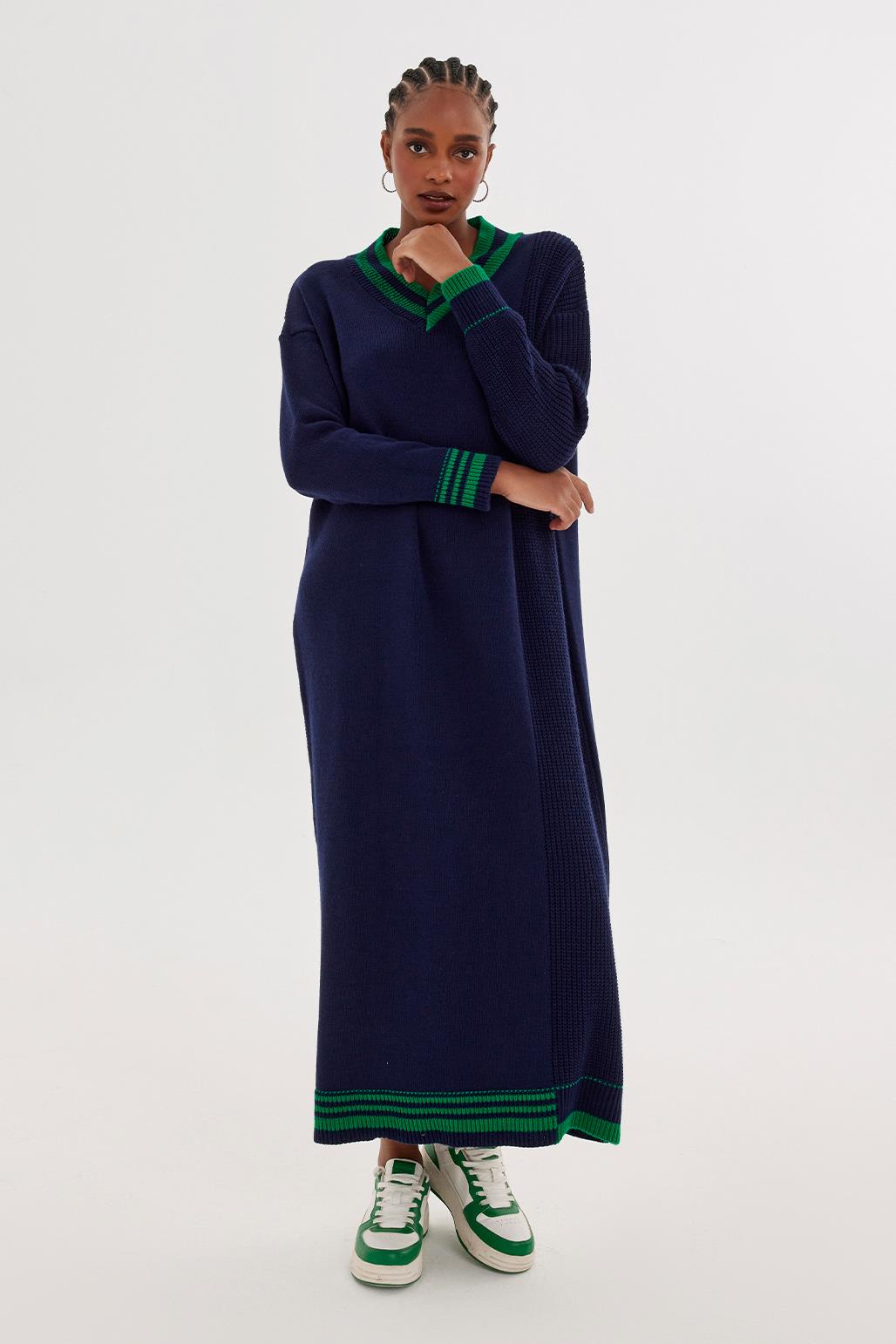 Knitted Dress Navy Blue