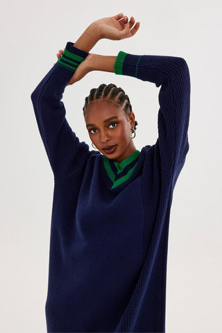 Knitted Dress Navy Blue