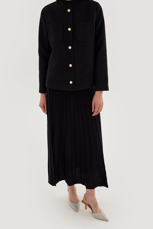 Pleated Knitted Skirt Black