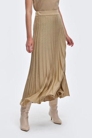 Pleated Knitted Skirt Mink