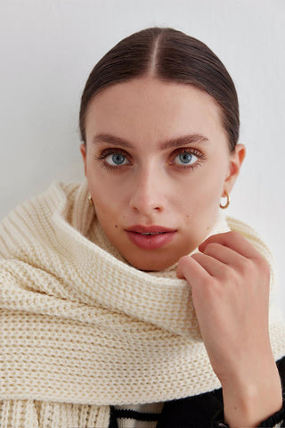 Knitwear Long Scarf With Fringe Ecru