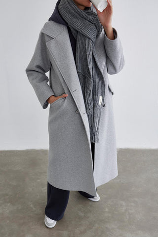 Knitwear Long Scarf With Fringe Smoke