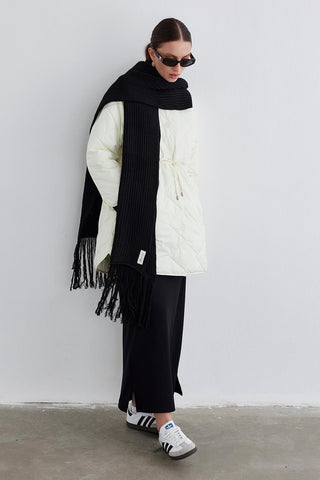 Knitwear Long Scarf With Fringe Black