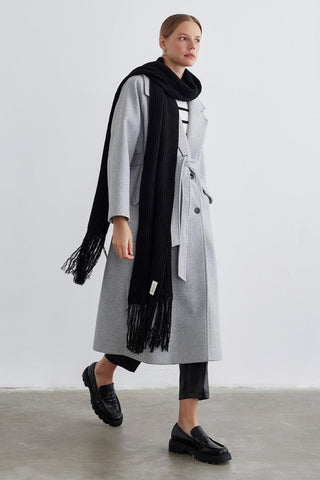 Knitwear Long Scarf With Fringe Black