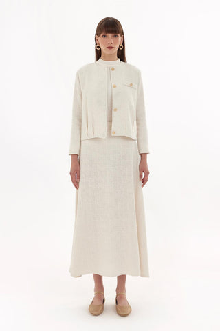 Tweed Flared Skirt Ecru