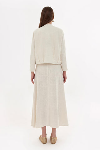 Tweed Flared Skirt Ecru