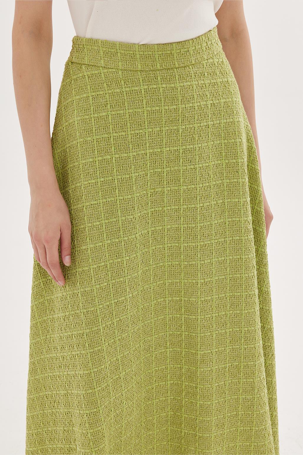 Tweed Flared Skirt Olive