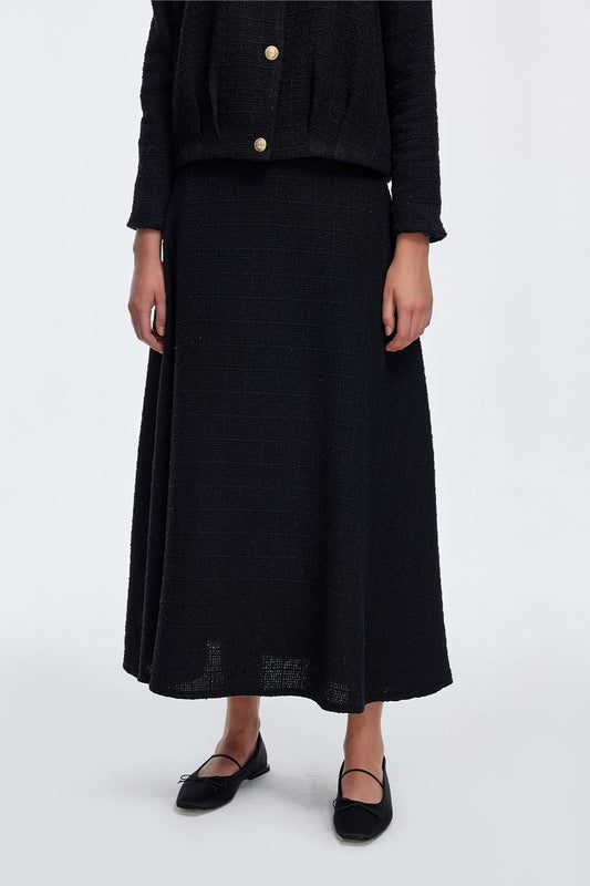 Tweed Flared Skirt Black