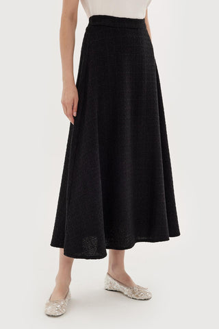 Tweed Flared Skirt Black